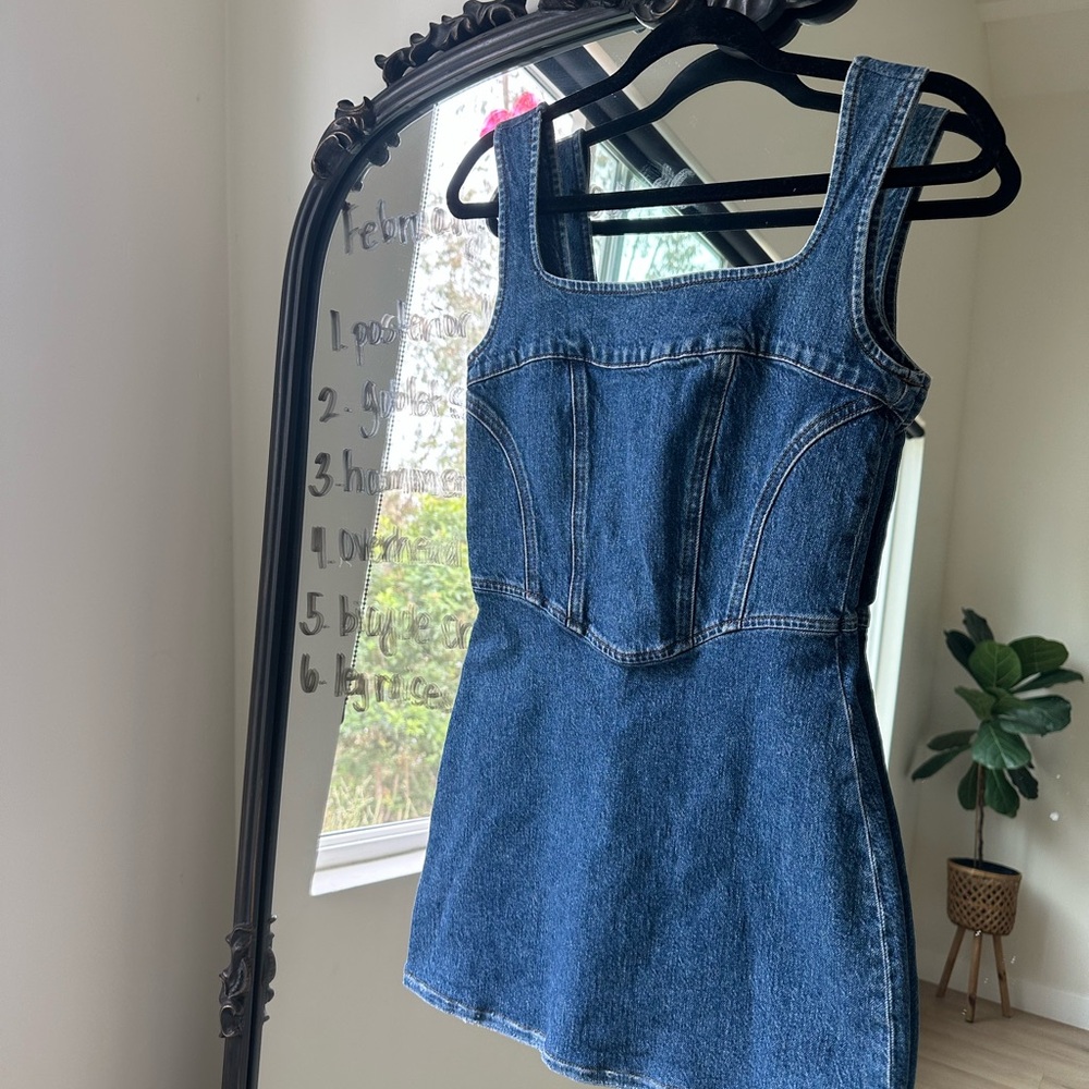 Reformation Blue Denim Jeans Label Close-Up